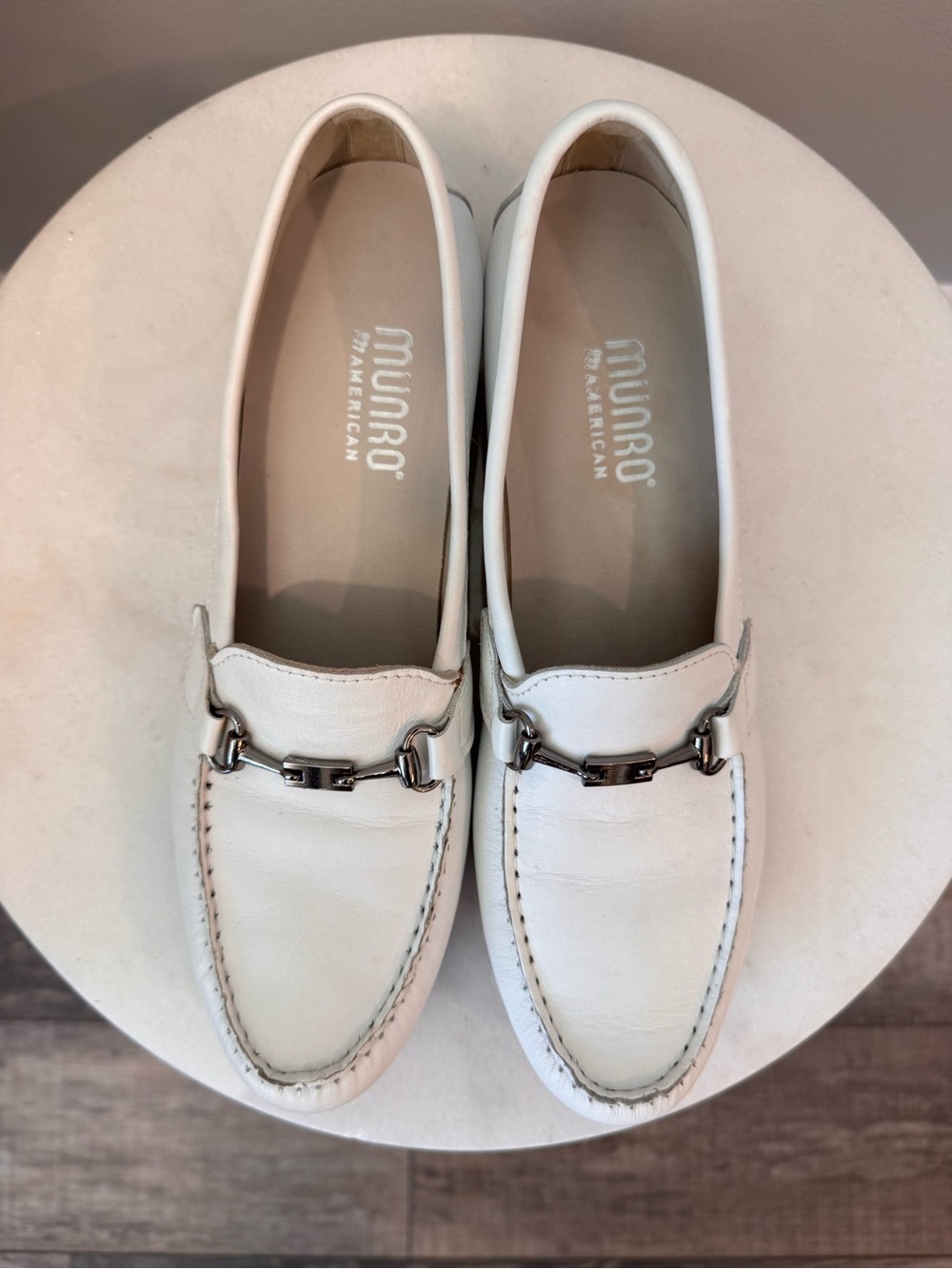 Munro White Leather Bit-Detail Loafers - Picture 7 of 12